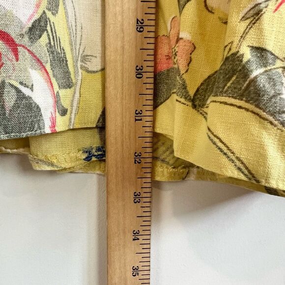 Vintage 80s Patrizia’s Mondi Yellow Floral Bermuda 18 Linen Germany Lagenlook - Picture 10 of 15